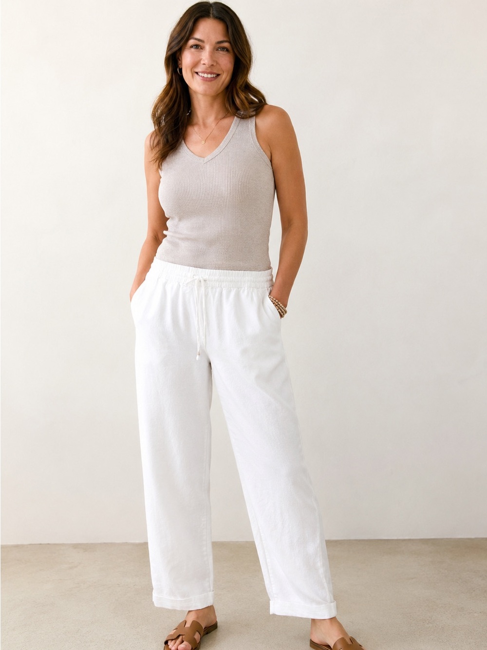 J.Crew Women’s Linen-Cotton Pull-On Pants – Size 18